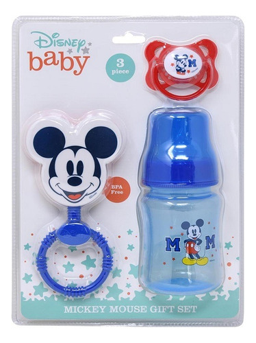 Pack De Tetero, Chupon, Sonajero Disney Mickey Mouse