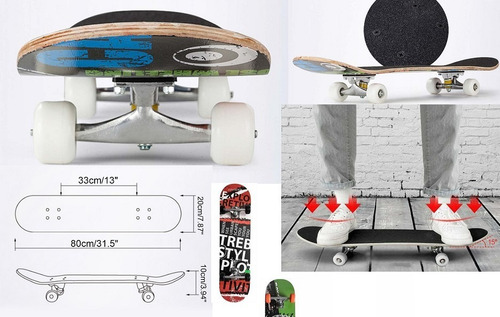 Imagen 3 de 3 de Skate Patineta Grande 80cm - Skateboards