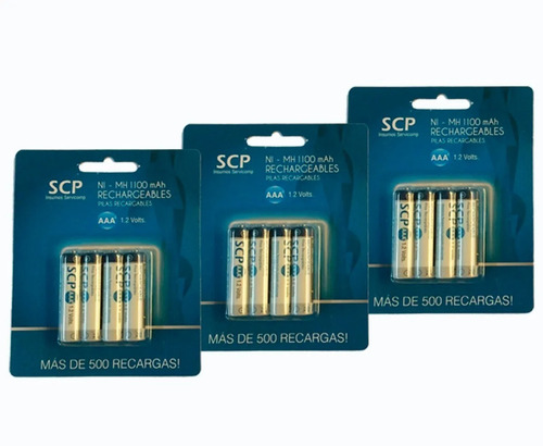 Imagen 1 de 2 de Kit De 3 Blister De 4 Pilas Aaa Recargables Scp 1100 Mah
