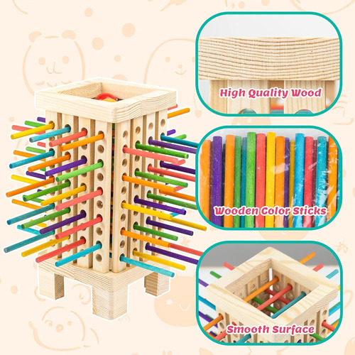 Juego De Mesa Montessori De Madera Con Palos De Colores Y Da