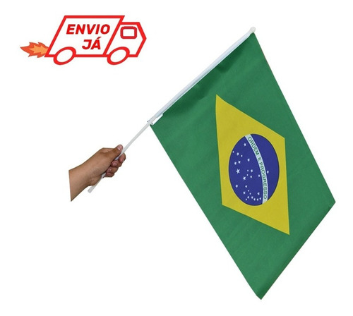 Kit Bandeira Do Brasil De Mão 40x30 - 2 Unid.