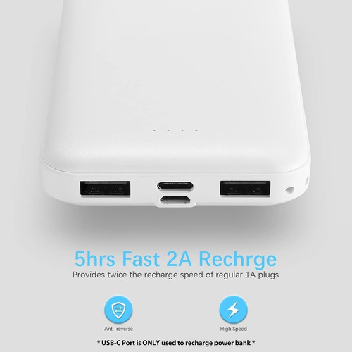 Power Bank Portatil 10000 Mah, Miady, Usb, Type C, Micro Usb