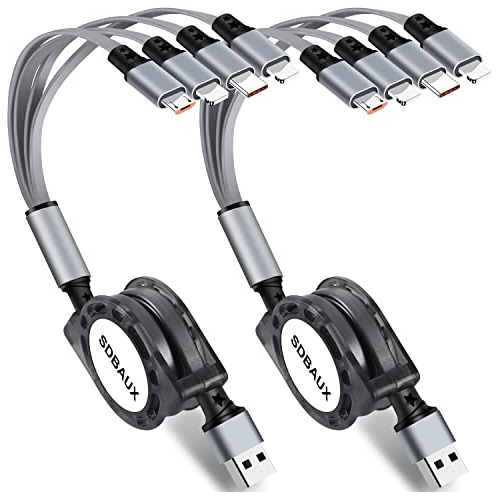 Sdbaux Cable De Carga Multi Usb Retráctil 3a 4 In1 7l9ry