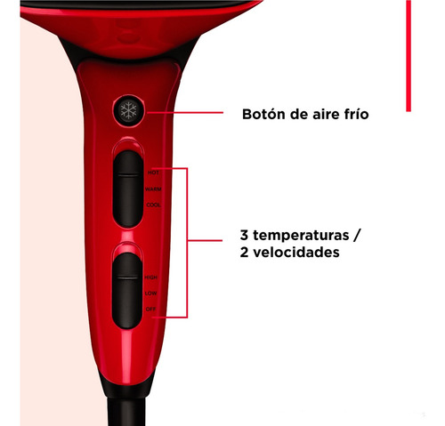 Revlon Secadora Versatil Airflow Control Rojo