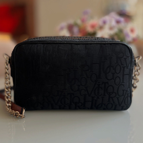Bolsa Victor Hugo Original Kaia Preto Monograma Ouro Preto