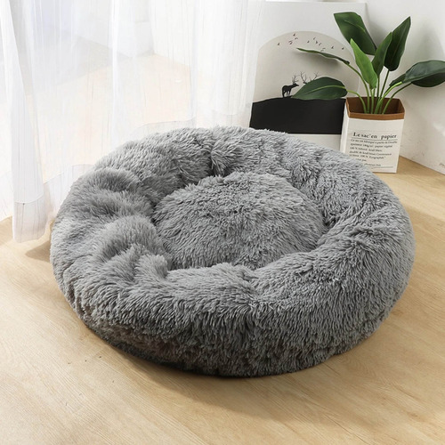 Cama Mascotas Porte Grande Afelpada Gris Ø 80cm X Alto 15cm