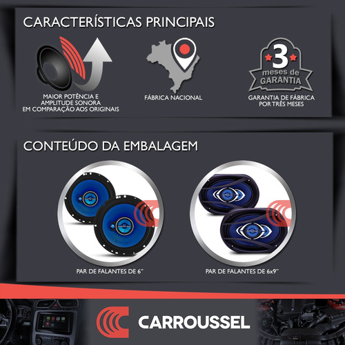 Imagem 2 de 6 de Kit Prático Hurricane 6 + 6x9 280w Porta Tampão Carro Som