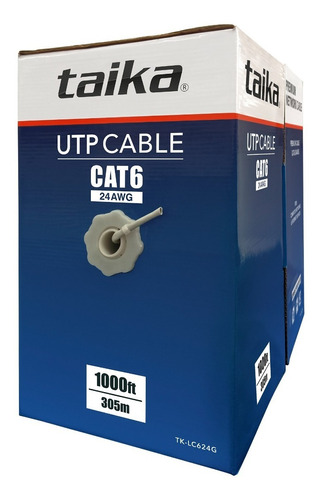 Bobina Cable Taika Cat6 Utp 24awg 305 Metros Gris Tk-lc624g