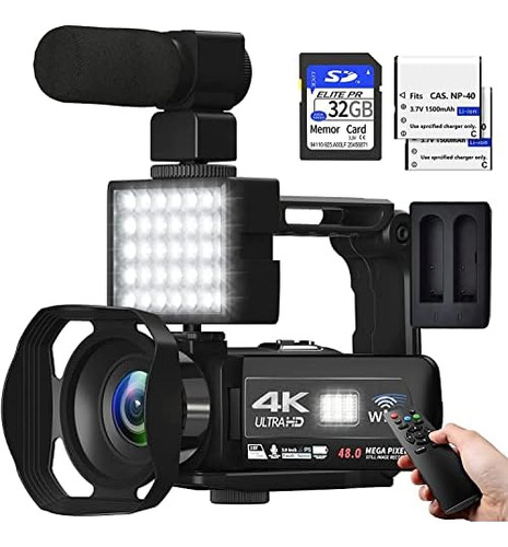 Video Camera Camcorder 4k, 48mp Uhd Wifi Vlogging Camer...