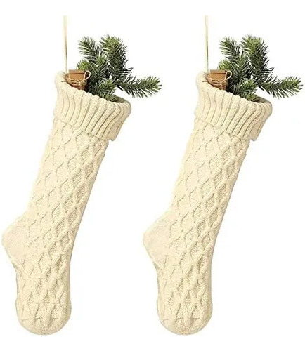Kit De Calcetines Navideños De Tejido Trenzado, Color Liso,