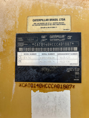 Motoniveladora Caterpillar 140h Año 2006 13400hrs Patentada