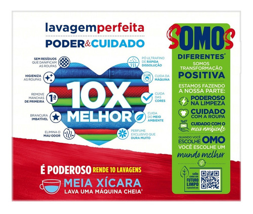 Imagem 3 de 5 de Omo Sabão Em Pó Tira Manchas Lavagem Perfeita Caixa 800g