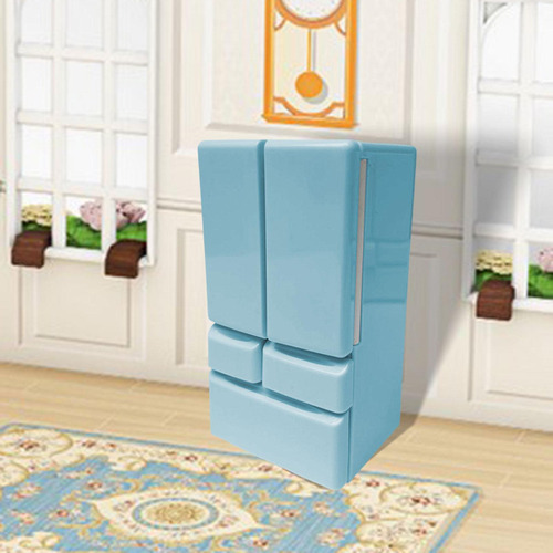 Mini Nevera De Juguete Para Casa De Muñecas, Accesorio Azul