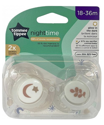 Chupetes Tommee Tippee 18-36m Silicona Night Time X2