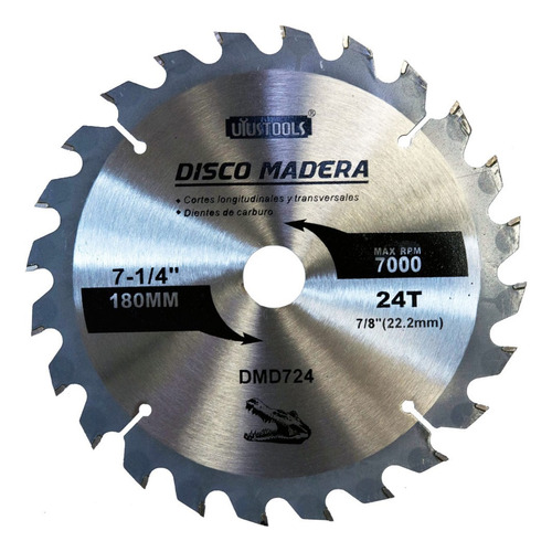 Disco Sierra Madera 7 1/4 Por 24 (180mm) Dientes Uyustools