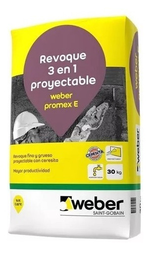 Revoque 3 En 1 Proyectable Promex Exterior Weber 30 Kg Totos