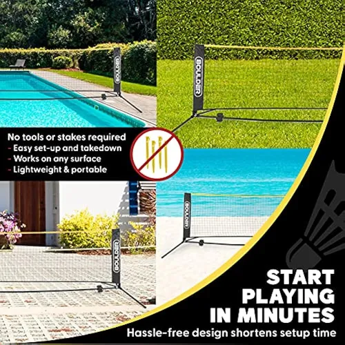 Boulder Portable Badminton Net Set - For Tennis, Soccer Tenn