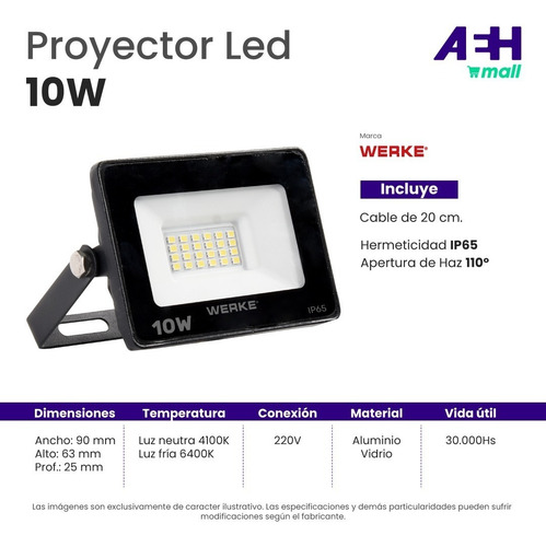 Imagen 2 de 10 de Proyector Reflector 10w = 70w Led Apto Exterior Pack X2