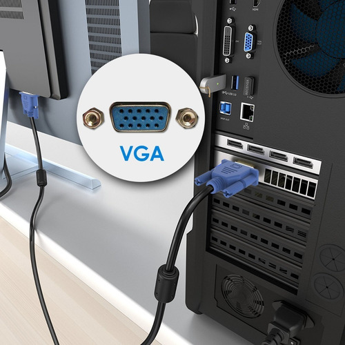 Cable Vga A Vga Macho Doble Filtro 2 Metros Proyector Lcd Pc