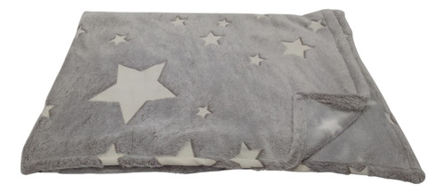 Manta Polar Soft Estampadas Luminosas Estrellas Gris