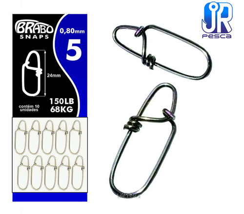 Snap Unilock Nº5 - Aço Inox Até 68kg - 10 Peças - Jr Pesca