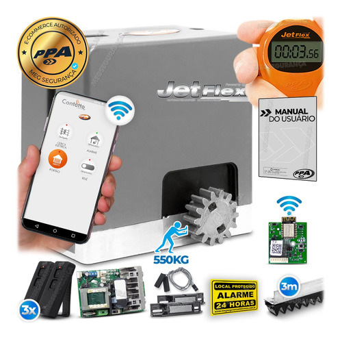 Kit 1 Motor Ppa Dz Hub Jetflex Wifi 3m Crem 3 Control 550kg