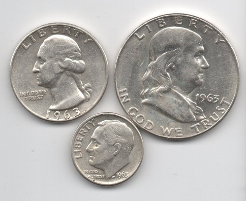 Moneda Plata Dime Half 1963 Franklin Washington Roosevelt Au