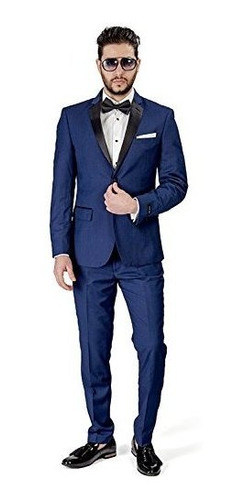 Traje De Hombre Slim Fit Esmoquin Con 2 Botones Y Cuello De 