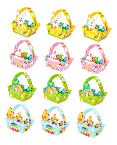 12x Cestas De Pascua Bolsas De Regalo Mini Cestas De Huevos