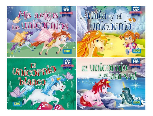 Lote X 4 Libros Infantiles Pop Up Unicornios