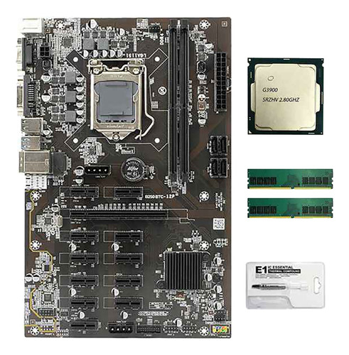 Placa Base Minera B250 Btc Con Cpu G3900+memoria Ddr4 2x8g+