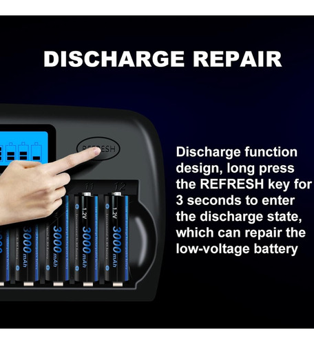 Paquete De 12 Pilas Recargables Aa 3000 Mah Ni-mh De12 Bahía
