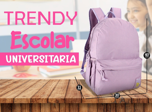 Mochila De Mujer Tela Resistente Liviana Organizador Cartera Color Rosa