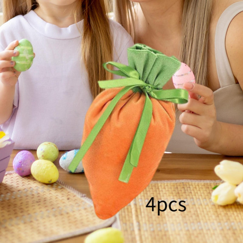 4x Bolsas De Regalo De Zanahoria De La Pascua Sin Orejas De