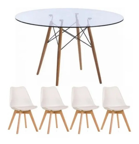 Combo Mesa Eames 1,20 M + 4 Sillas Tulip