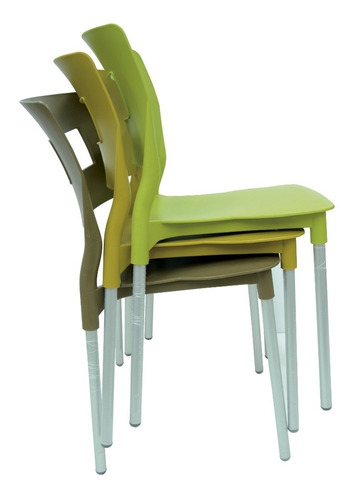 Set De 4 Sillas Valencia Modernas P Restaurante Estructura De La Silla Aluminio Asiento Aceituna
