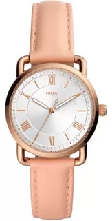 Reloj Fossil Copeland Oro Rosa Es4823 Piel Original De Mujer Color del fondo Plateado