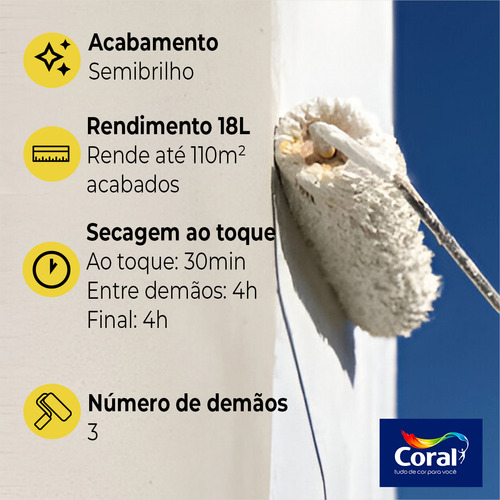 Tinta Coral Alta Resistencia Sem Cheiro 18l Branco Gelo