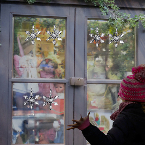 Colgante Navideño Con Forma De Copos De Nieve, Transparente,