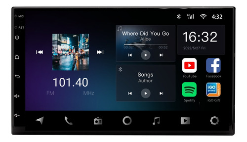 Multimídia Universal Aikon Core 7'' Com Carplay/android Auto