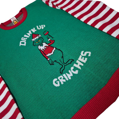 Sueter De Navidad Año Nuevo Ugly Grinch Rayas Tejido Unisex