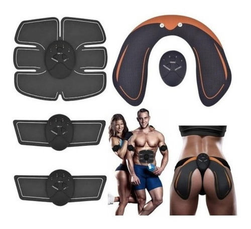 Kit Cinto Estimulador Tonificador Abdominal E Gluteos Usb Color Negro