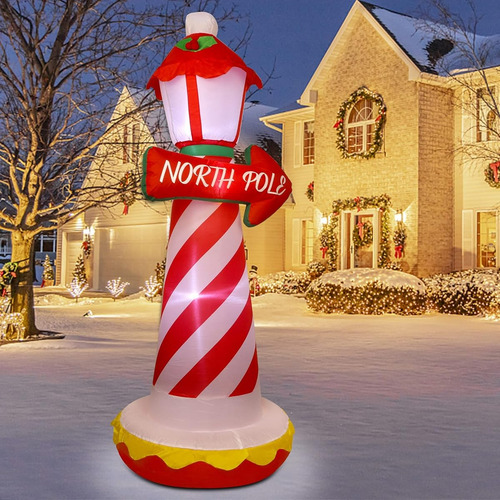 Inflable De Navidad Faro Del Polo Norte Rojo Para Patio