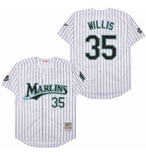 Imagen 1 de 2 de Camiseta Casaca Baseball Mlb Miami Marlins 35 Willis Retro