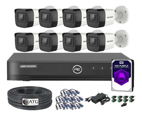 Kit Dvr Hikvision 16ch + 8 Camaras Full Hd 1080p Utp Disco