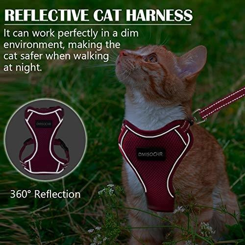Reflective Adjustable Soft Mesh Breathable Body Harness Large Cats Escape Proof Safe Cat Vest Harness for Walking Outdoor Medium DMISOCHR Cat Harness and Leash Set Easy Control for Small 
