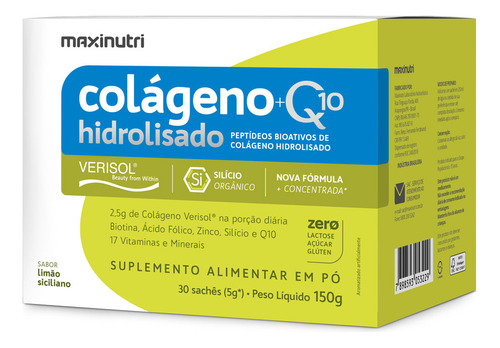 Colágeno Verisol Sachê Limão Siciliano 30x5g + Q10 Maxinutri