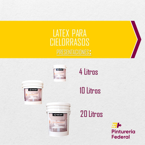 Cielorraso Tecza 4 L - Antihongo Acabado Mate Color Blanco