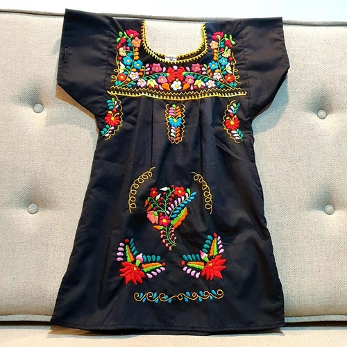 Imagem 2 de 3 de Vestido Mexicano Infantil Bebê T0 Bordado A Mão Original