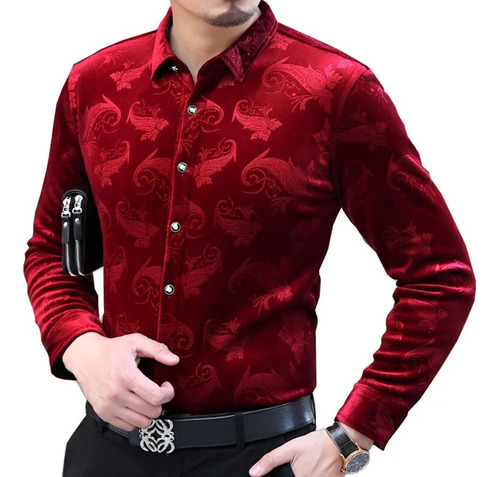 Camisa De Seda Para Hombre, Bandana, Terciopelo, Flores Flor